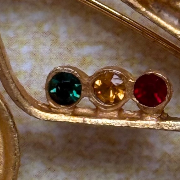 Reserved VINTAGE Brooch Bicycle Rhinestones Matte Gold Whimsical - Picture 2 of 6